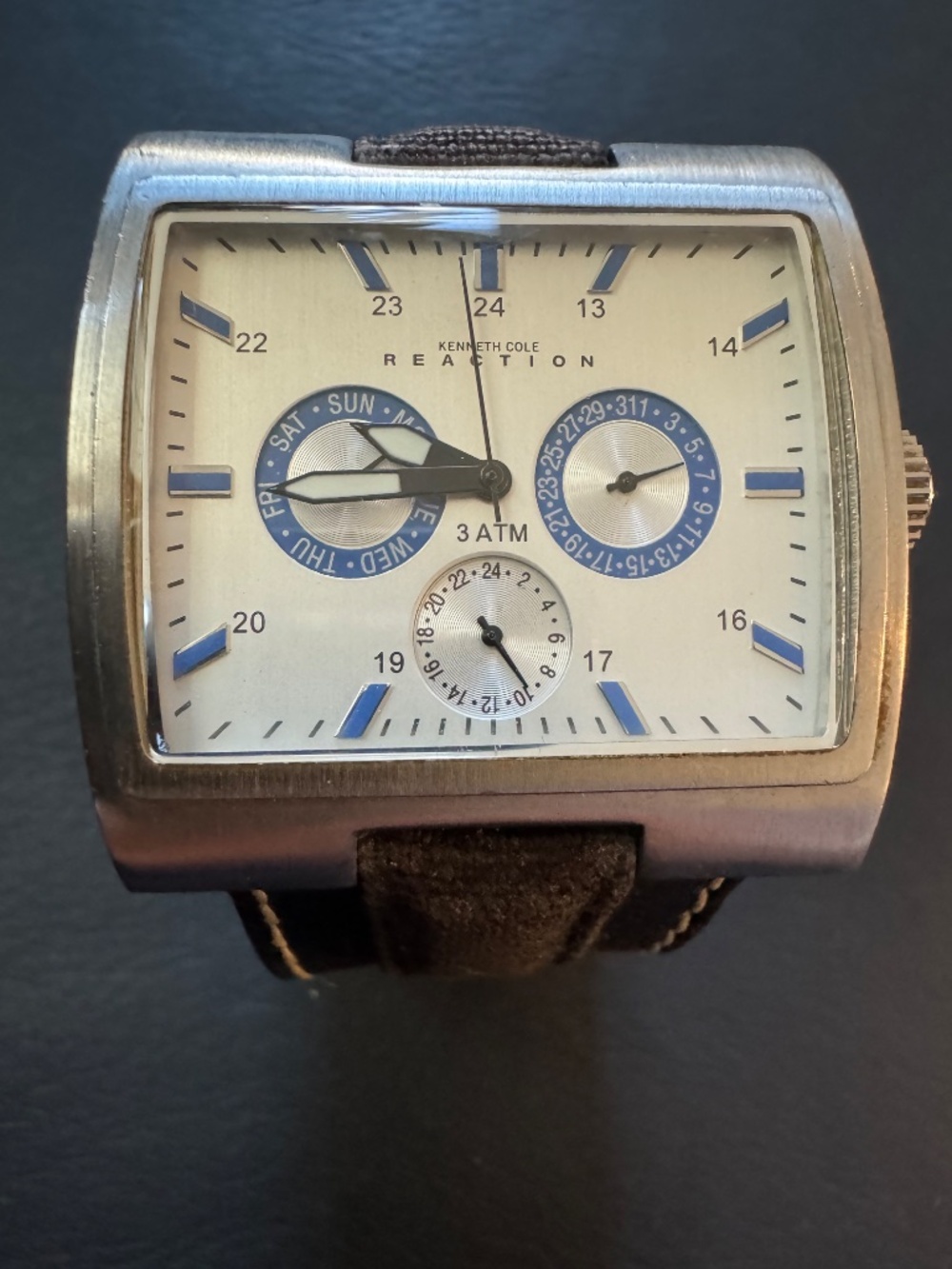 Kenneth Cole Reaction Men’s Rectangular Watch – Silver Dial, Multifunction, Work - Picture 4 of 12